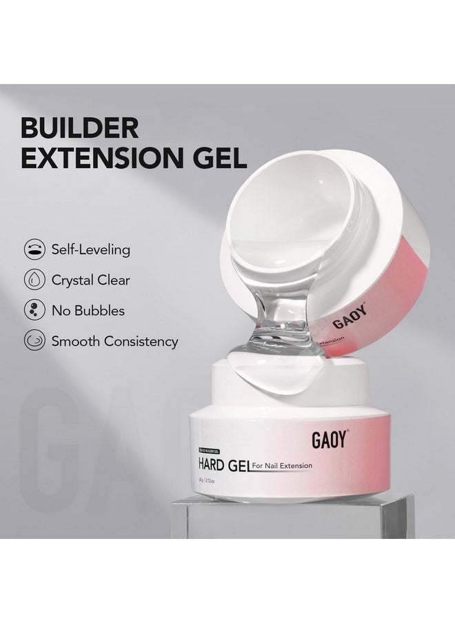 GAOY 60g Nail Extension Hard Gel, Clear Builder Gel for Nails, Long Lasting Nail Strengthener UV Gel with Forms, Base Coat Top Coat Needed