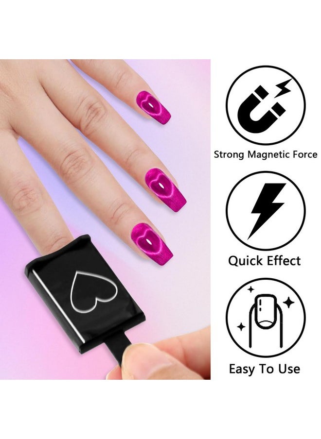 Laza 12 Pcs Nail Magnet Set, Super Strong Cylinder Magnet, Heart Magnet for Nails Double-head Magnet Wands for Magnetic Nails, 9D Galaxy Cat Eye Nail Art, Magnetic Nail Polish