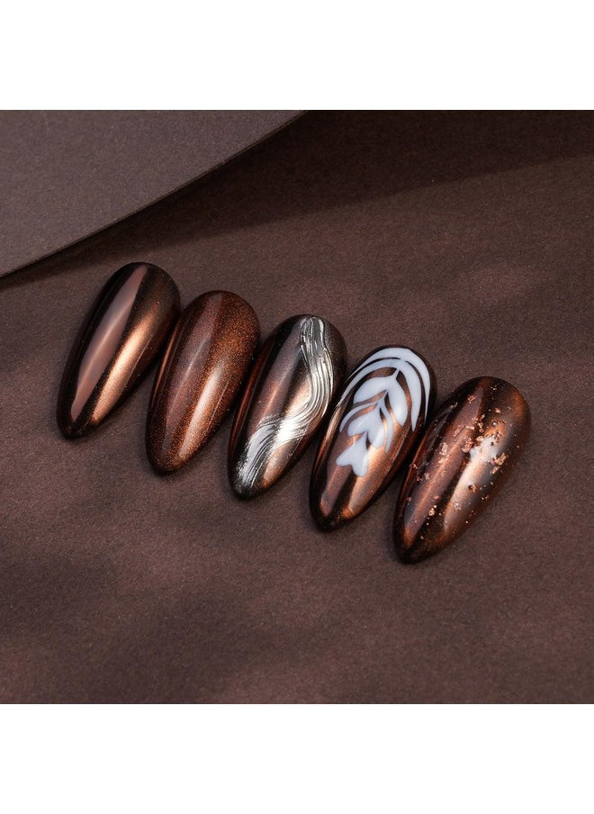 PrettyDiva Chrome Nail Powder - Coffee Chocolate Effect Nail Art Mirror Chrome Nail Powder, Brown Metallic Mirror Chrome Powder Pigment for Nail Art Decoration