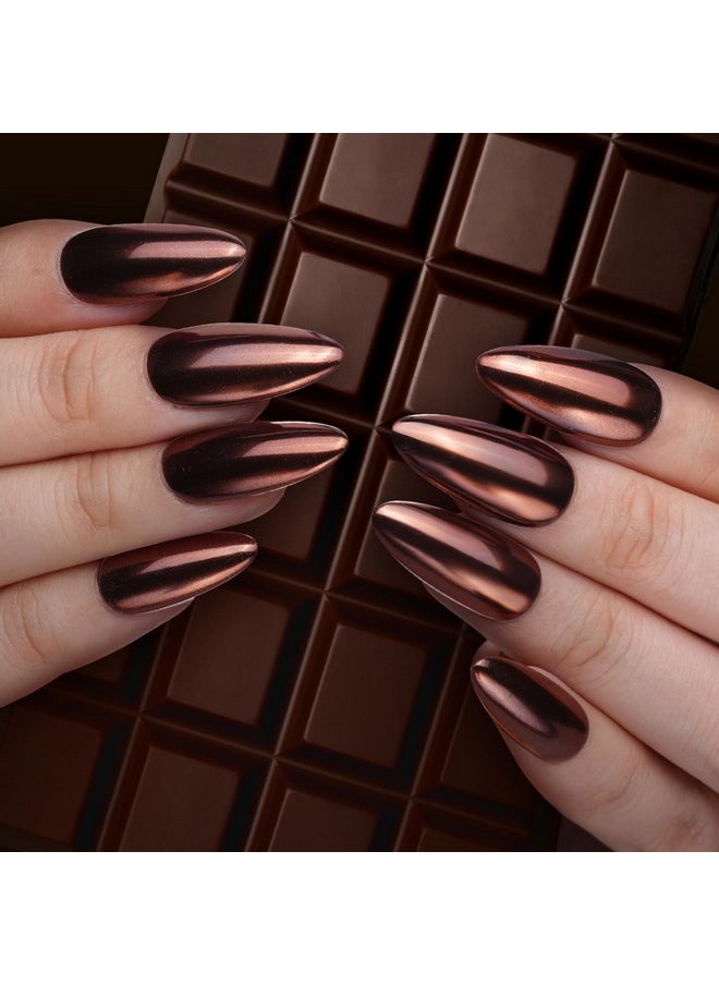 PrettyDiva Chrome Nail Powder - Coffee Chocolate Effect Nail Art Mirror Chrome Nail Powder, Brown Metallic Mirror Chrome Powder Pigment for Nail Art Decoration