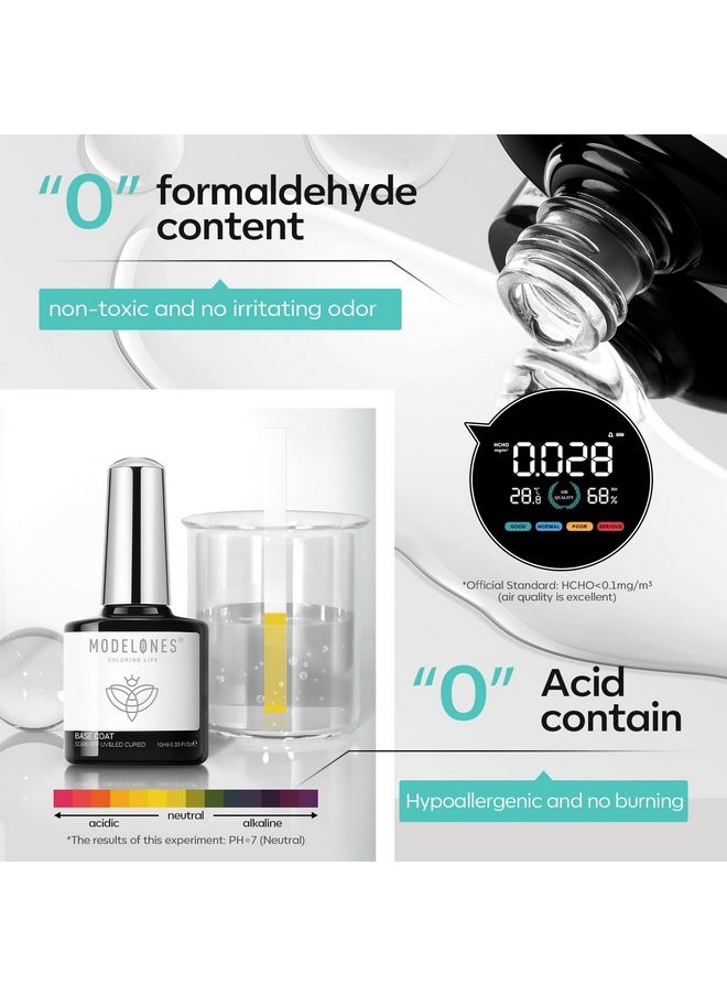 modelones Nail Dehydrator and Primer with Gel Base & Top Coat Set, Acid Free Acrylic Nail Supplies Primer Glossy Gel Nail Polish Top Coat Starter Kit
