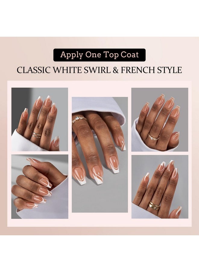 BTArtbox French Tip Press on Nails - 5 Styles XCOATTIPS Short Coffin Nails, Pre-Designed Swirl Soft Gel Nail Tips, Ultra Fit False Nails, Soak Off Acrylic Fake Nails Extensions for Valentines Day Gift