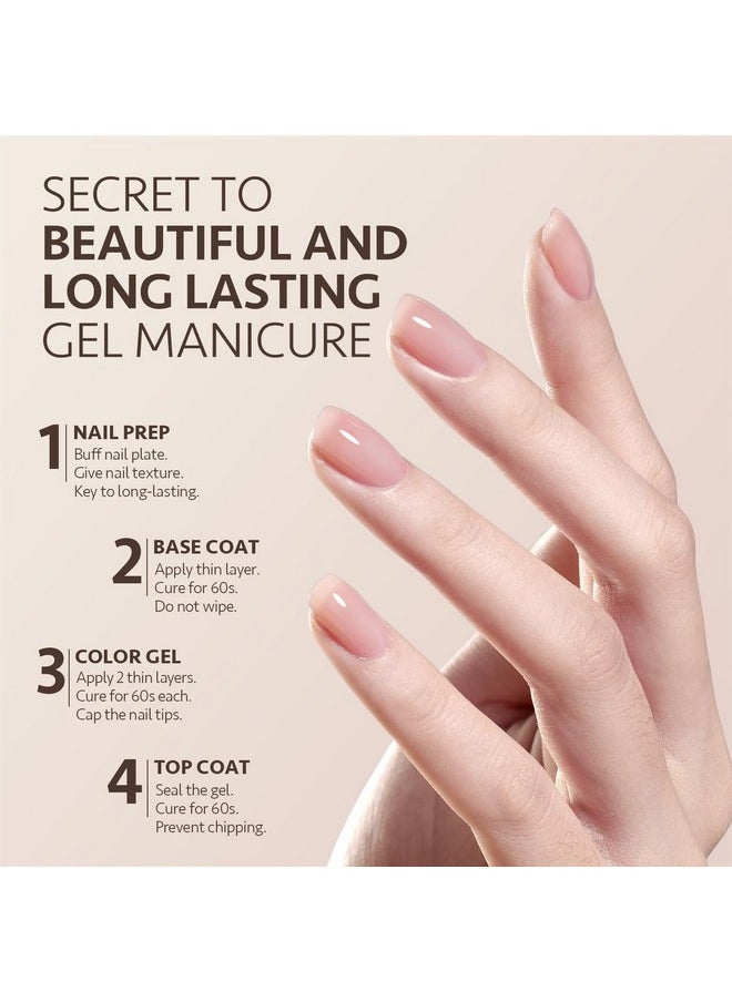 GAOY Gel Top Coat and Base Coat Set, 2 Pcs 7.3ml Glassy Top Coat and No Wipe Foundation Combination for UV Light Cure Gel Nail Polish