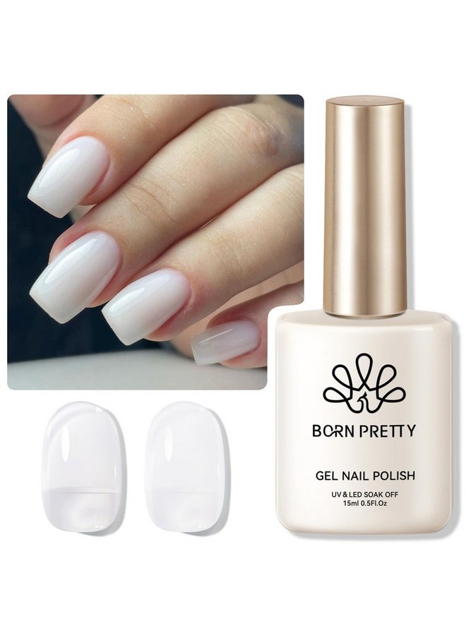 Born Pretty Milky White Gel Nail Polish Jelly White Sheer Translucent Neutral Gel Polish Hema-Free Soak Off Nail Art Gel 0.5Oz 15ml, 0.54 Fl Oz