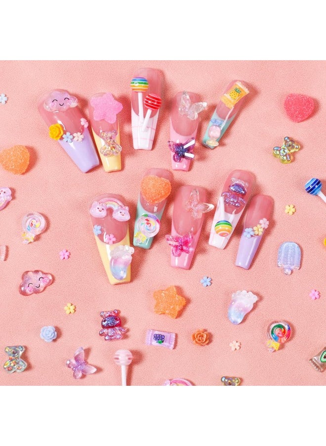 3D Mix Assorted Color Nail Charms Acrylic Multi Cute Nail Art Charms Hollow Candy Jewelry Nail Supplies for Nail Art Design DIY Crafts Accessories (Colorful Candy)