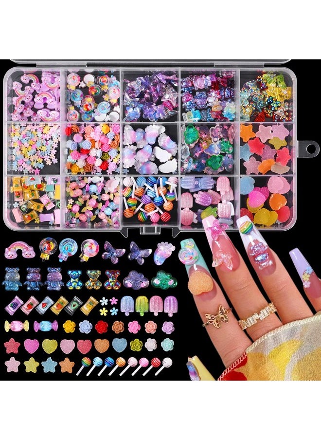 3D Mix Assorted Color Nail Charms Acrylic Multi Cute Nail Art Charms Hollow Candy Jewelry Nail Supplies for Nail Art Design DIY Crafts Accessories (Colorful Candy)