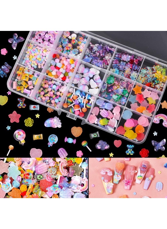 3D Mix Assorted Color Nail Charms Acrylic Multi Cute Nail Art Charms Hollow Candy Jewelry Nail Supplies for Nail Art Design DIY Crafts Accessories (Colorful Candy)