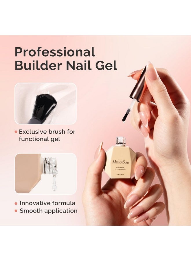 MelodySusie Builder Nail Clear Base Gel Builder Gel for Nails Thickening, Soak Off UV Gel,Extension Gel Rhinestone Nail Glue Gel in a Bottle for Nail Art Design Gift for Women