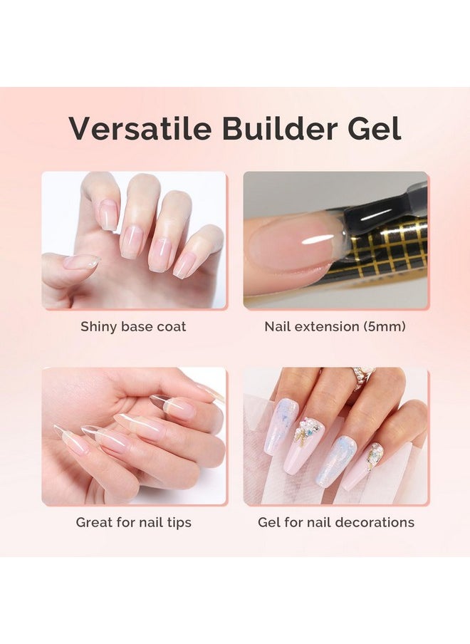 MelodySusie Builder Nail Clear Base Gel Builder Gel for Nails Thickening, Soak Off UV Gel,Extension Gel Rhinestone Nail Glue Gel in a Bottle for Nail Art Design Gift for Women