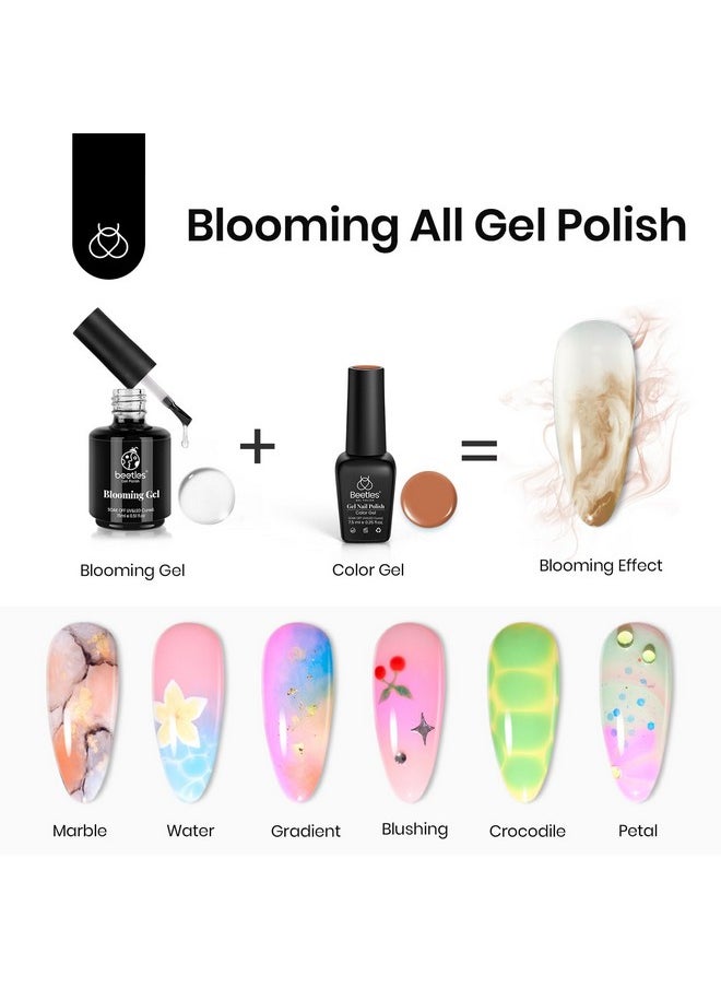 Beetles Nail Blooming Gel 15ml Clear Uv Led Blossom Gel Polish for Spreading Effect Marble Natural Stone Watercolor Floral Print Soak off Nail Gel Diy Nail Art Design Manicure Gift for Women