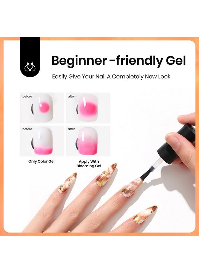 Beetles Nail Blooming Gel 15ml Clear Uv Led Blossom Gel Polish for Spreading Effect Marble Natural Stone Watercolor Floral Print Soak off Nail Gel Diy Nail Art Design Manicure Gift for Women