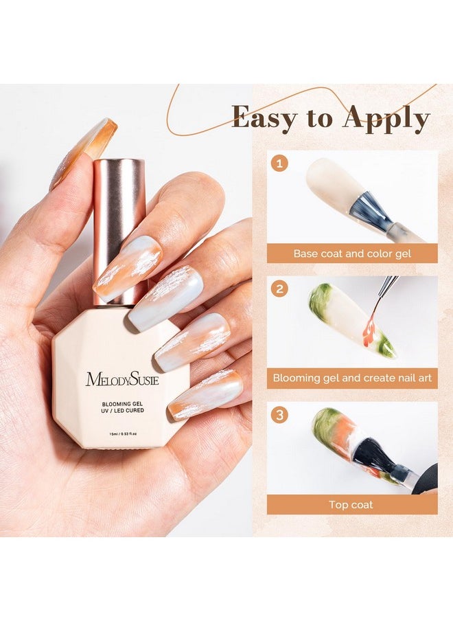 MelodySusie Clear Blooming Gel for Nail Design, Marble Watercolor UV Gel Nail Polish, Spreading Effect Sheer Painting Gel Nail Art Supplies, Nail Salon Manicure at Home for Women, 0.53 Fl Oz