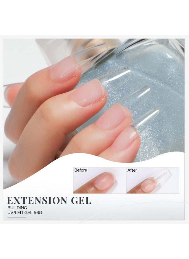 Morovan Clear Builder Gel for Nails: UV LED Hard Gel Kit - Building Gel 2oz Strong Sculpting Extension Strengthen Professional Art Manicure Set with Forms & Gel Brush Supplies