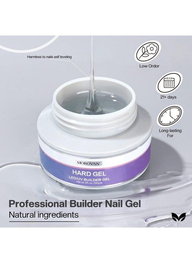 Morovan Clear Builder Gel for Nails: UV LED Hard Gel Kit - Building Gel 2oz Strong Sculpting Extension Strengthen Professional Art Manicure Set with Forms & Gel Brush Supplies