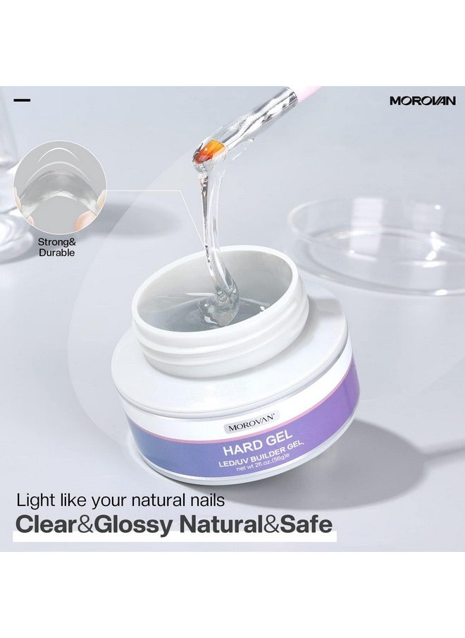 Morovan Clear Builder Gel for Nails: UV LED Hard Gel Kit - Building Gel 2oz Strong Sculpting Extension Strengthen Professional Art Manicure Set with Forms & Gel Brush Supplies