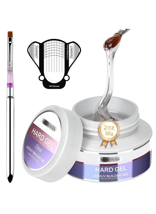 Morovan Clear Builder Gel for Nails: UV LED Hard Gel Kit - Building Gel 2oz Strong Sculpting Extension Strengthen Professional Art Manicure Set with Forms & Gel Brush Supplies