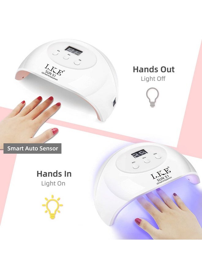 LKE UV LED Nail Lamp, Nail Dryer 72W Gel Nail Polish Curing Lamp UV Nail Lamp LED Nail Lamp for Gel Nail Polish Kit Nail Light Nail Art Accessories White (White)