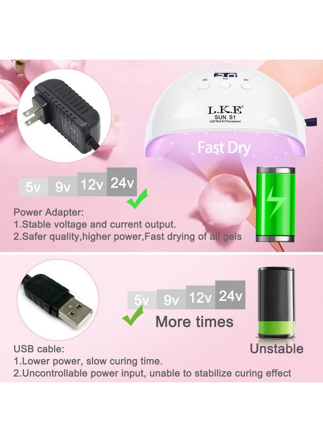 LKE UV LED Nail Lamp, Nail Dryer 72W Gel Nail Polish Curing Lamp UV Nail Lamp LED Nail Lamp for Gel Nail Polish Kit Nail Light Nail Art Accessories White (White)