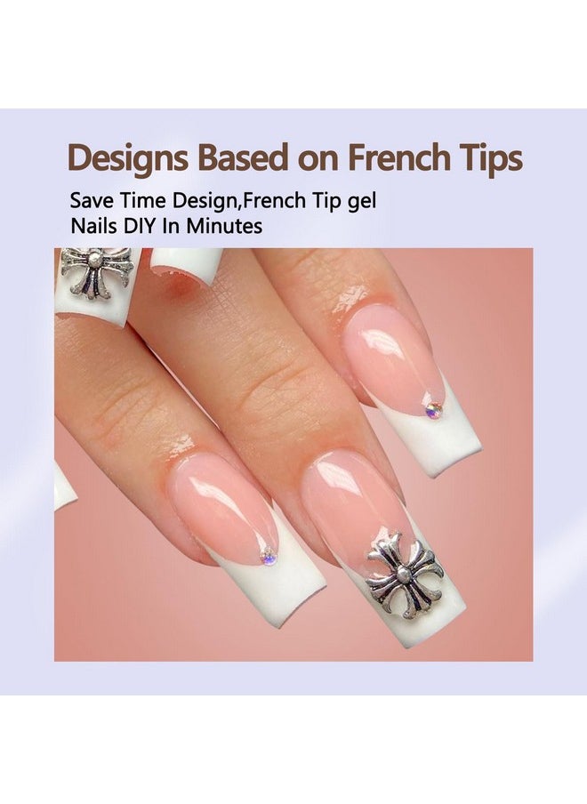 Misssix French Gel Nail Tips, 240Pcs French Tip Press on Nails Long Square Pink, No Need to File Tips Pre-lasting, Fake Nails for Nail Art DIY 15 Sizes