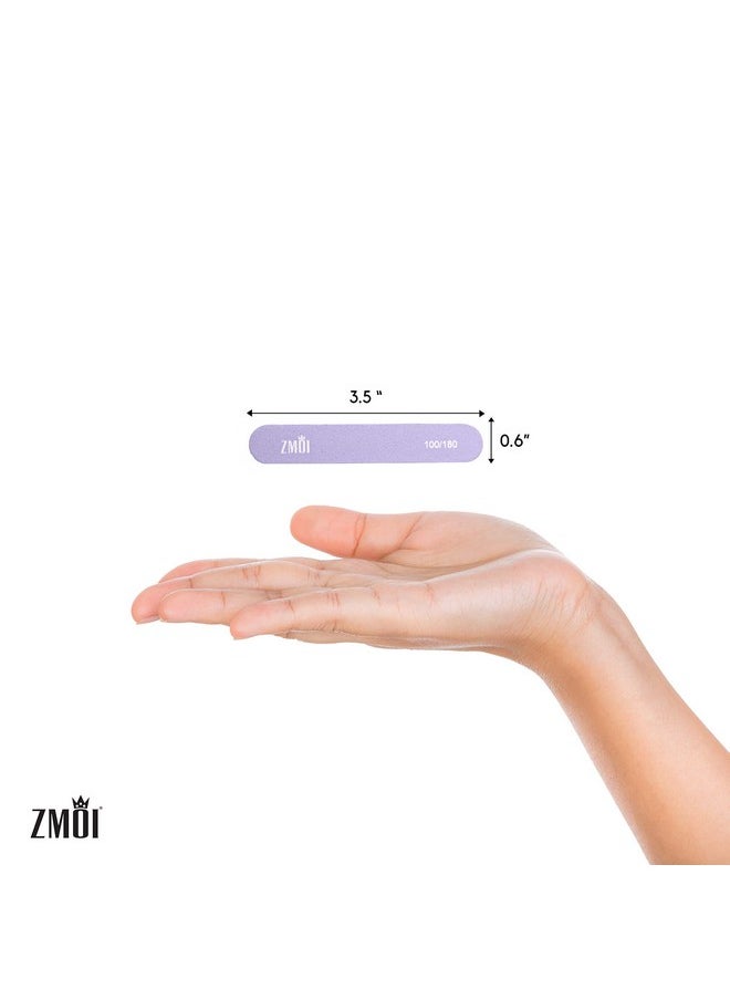 ZMOI Professional Mini Nail File - 12 Stylish - Practical Fingernail File Pack for Natural and Acrylic Nails 100/180 Emery Boards (Macaroon Color)