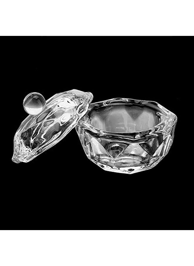 mollensiuer 2Pcs Clear Nail Art Acrylic Liquid Powder Dappen Dish Bowl Glass Crystal Cup Glassware with Lid for Nail Art Manicure Care Tools