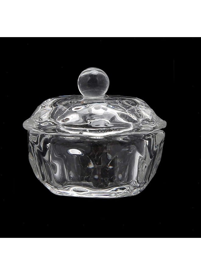 mollensiuer 2Pcs Clear Nail Art Acrylic Liquid Powder Dappen Dish Bowl Glass Crystal Cup Glassware with Lid for Nail Art Manicure Care Tools