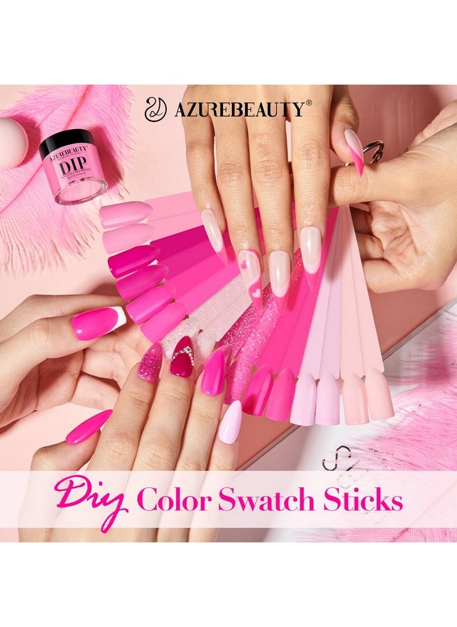 AZUREBEAUTY Dip Powder Nail Starter Kit with Matte Coat, 8 Hot Pink Glitter Neon Summer Dip Powder Color, Dipping Powder Liquid Set with Base/Top Coat/ Activator/10 Nail Sticks Salon at Home