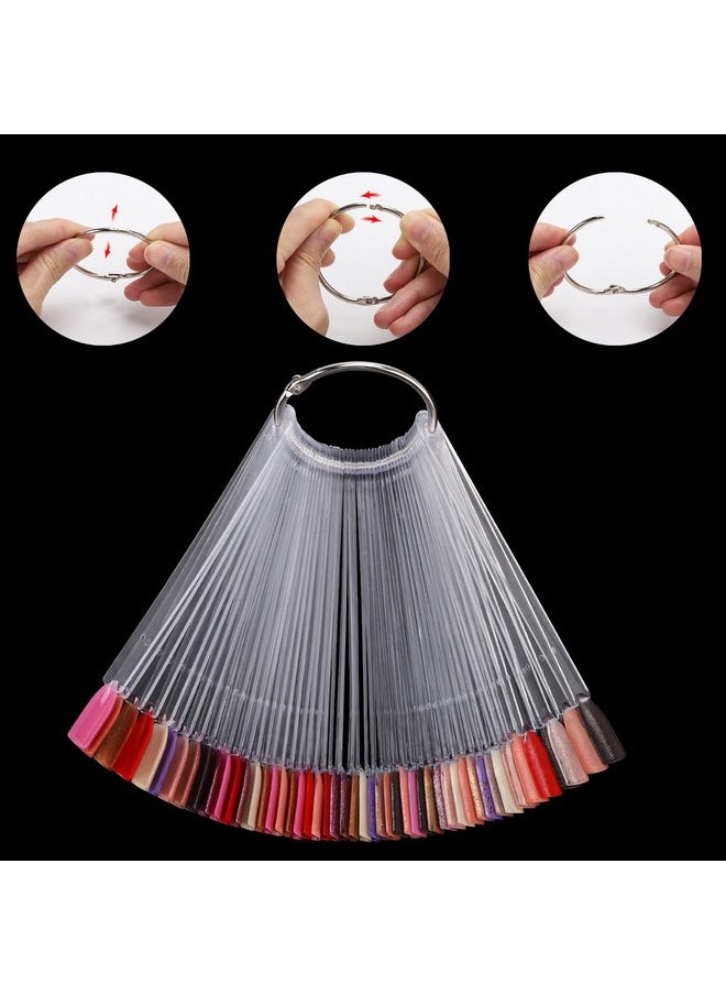 300 Pcs Nail Swatch Sticks with Number Stickers for Color Display, Clear Square-shaped Nail Polish Sample Swatches with Ring