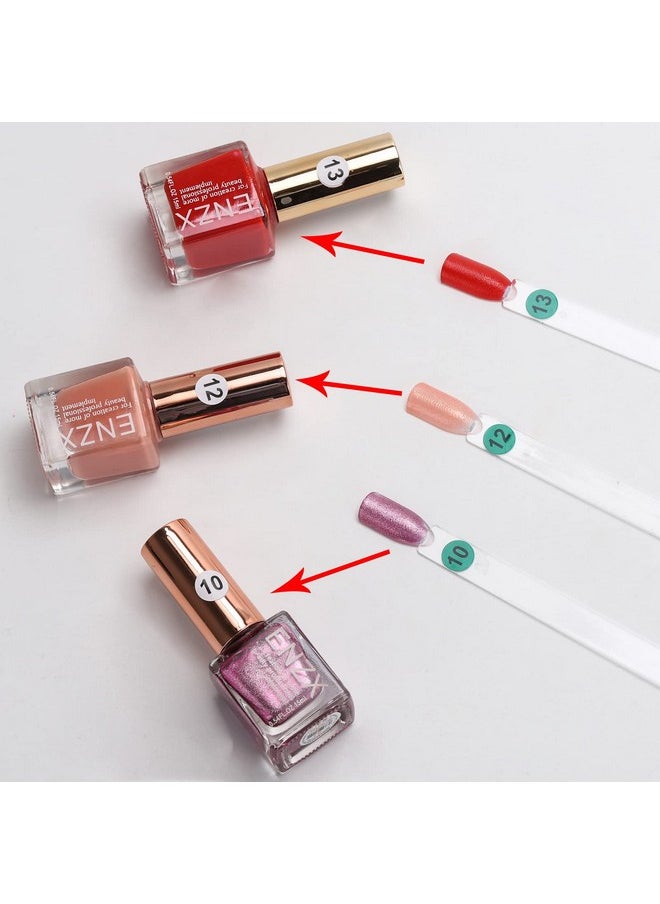 300 Pcs Nail Swatch Sticks with Number Stickers for Color Display, Clear Square-shaped Nail Polish Sample Swatches with Ring