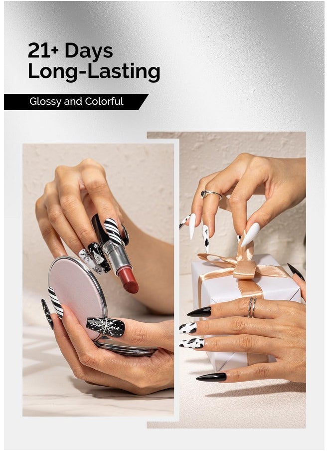 MelodySusie Thick Gel Nail Polish Set- 2 Pcs 15ML Black & White Gel Polish Set Soak Off UV LED White Gel Polish Christmas Gift for Women Nail Art Manicure Salon DIY Nail Design Decoration at Home