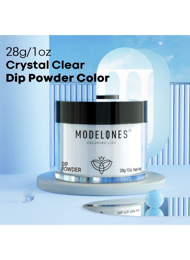Modelones Dip Powder Clear Color, Nail Dipping Powder French Nail Art, 28+ Long-Lasting Build Powder Pro System Salon DIY at Home No Needed Lamp Cured