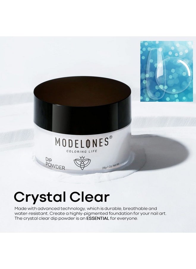 Modelones Dip Powder Clear Color, Nail Dipping Powder French Nail Art, 28+ Long-Lasting Build Powder Pro System Salon DIY at Home No Needed Lamp Cured