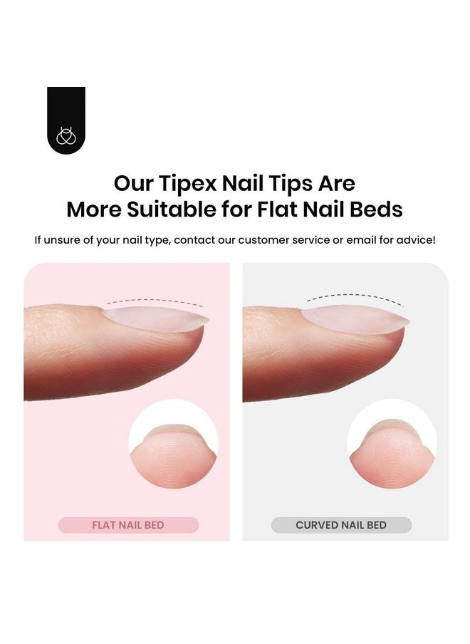Beetles Tipex Instant Apex Nail Tips Almond Medium-Pre-Building & Pre-Etched Strong Thick Acrylic Nail Tips,16 Sizes for Flat Nails, Press on Nails 192 Pieces Valentine's Day Gift for Women