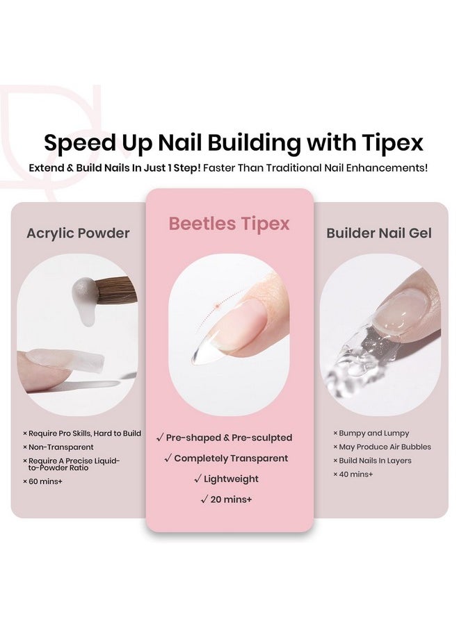 Beetles Tipex Instant Apex Nail Tips Almond Medium-Pre-Building & Pre-Etched Strong Thick Acrylic Nail Tips,16 Sizes for Flat Nails, Press on Nails 192 Pieces Valentine's Day Gift for Women