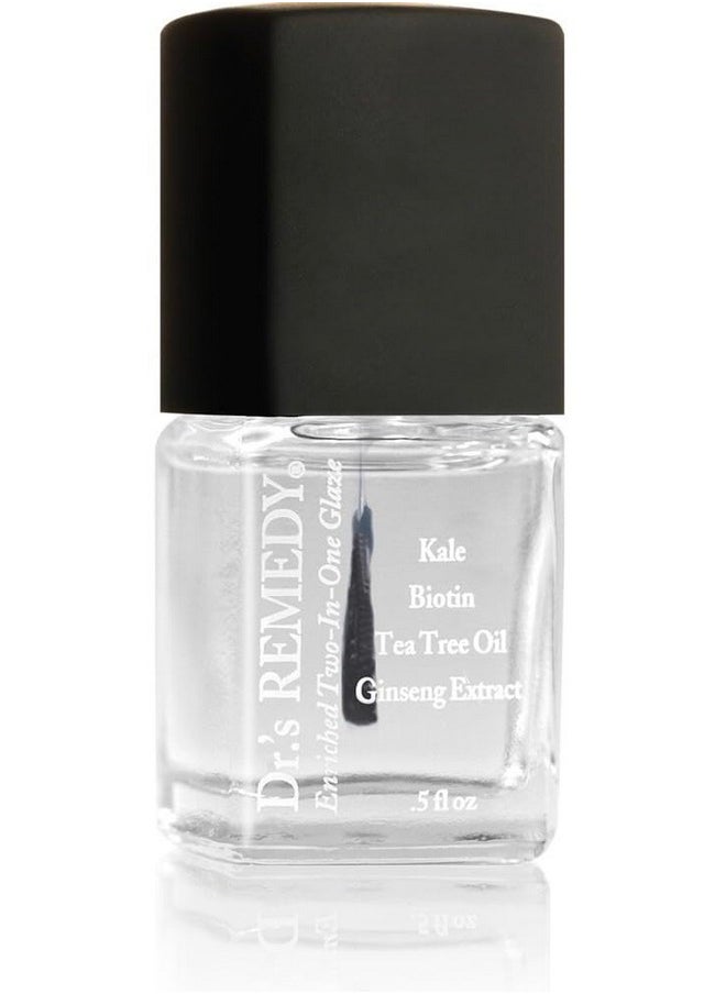 Dr.'s Remedy Total Two-In-One Base And Top Coat Nail Polish Clear Glaze Organic Nail Polishes Quick Dry, Clear Combination Base & Top Coats, 0.5 Fl Oz