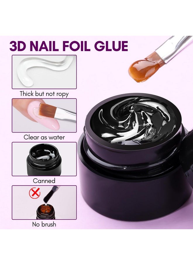 Makartt 3D Nail Gel: 8 ml Nail Foil Glue UV Nail Glue, Nail Charm Glue Transfer Gel for Nail Foil Sheets 3D Gel Nail Art with Chrome Nail Powder Salon DIY Use, UV LED Lamp Required
