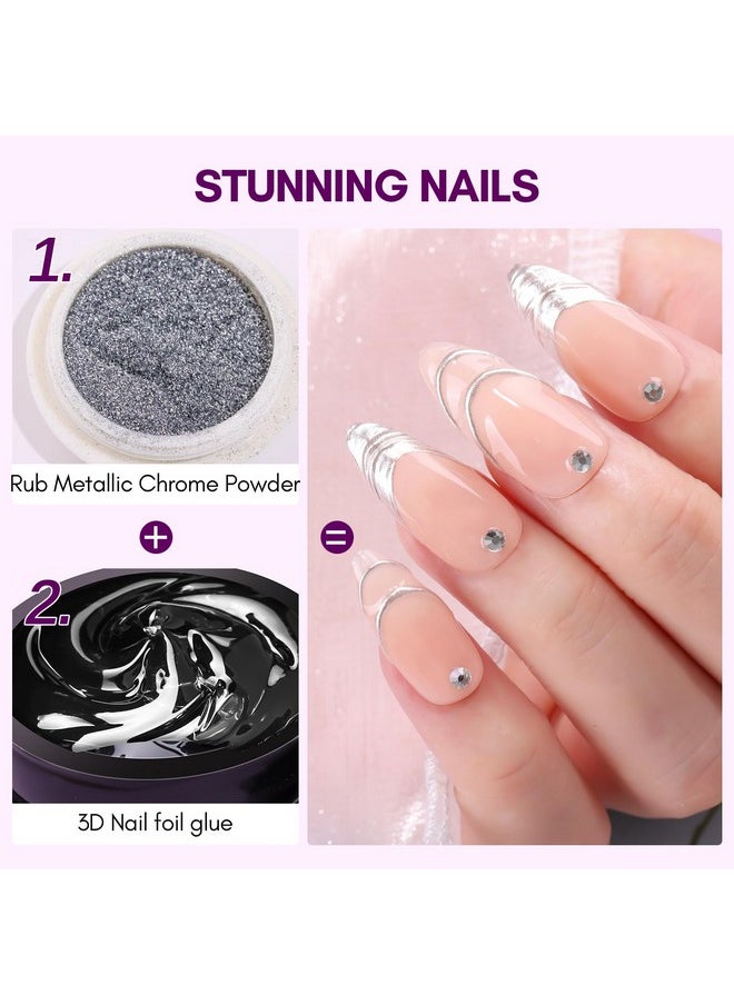 Makartt 3D Nail Gel: 8 ml Nail Foil Glue UV Nail Glue, Nail Charm Glue Transfer Gel for Nail Foil Sheets 3D Gel Nail Art with Chrome Nail Powder Salon DIY Use, UV LED Lamp Required