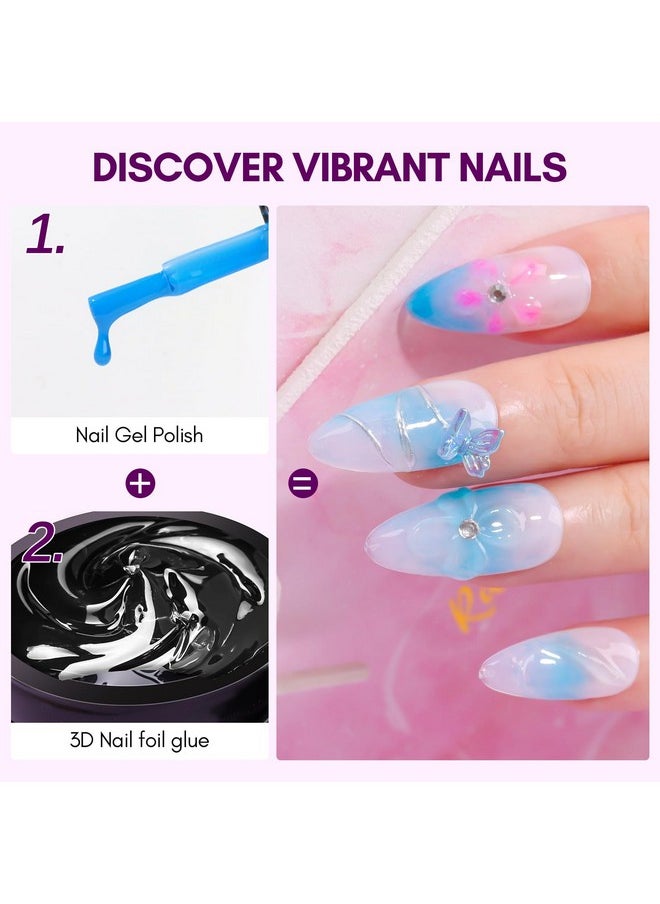 Makartt 3D Nail Gel: 8 ml Nail Foil Glue UV Nail Glue, Nail Charm Glue Transfer Gel for Nail Foil Sheets 3D Gel Nail Art with Chrome Nail Powder Salon DIY Use, UV LED Lamp Required
