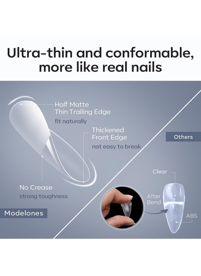 Modelones Almond Fake Nail Tips -500Pcs Medium Gel x Nail Tips Pre-shaped Half Matte Full Cover Clear Acrylic Nails Gel Kit False Nail Tip Press on Nails for Nail Extension DIY Salon
