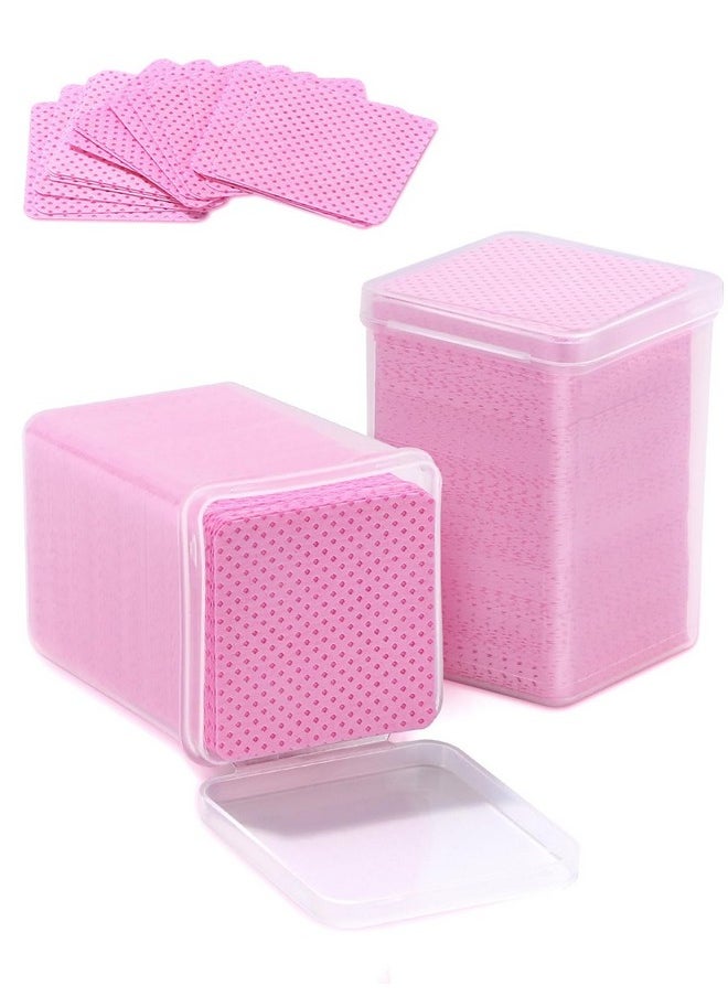 TEOYALL Lint Free Nail Wipes, 400 PCS Non-Woven Fabric Nail Cleaning Pads Pink Lash Extensions Glue Cleaning Wipes Nail Salon Supplies (400 PCS)