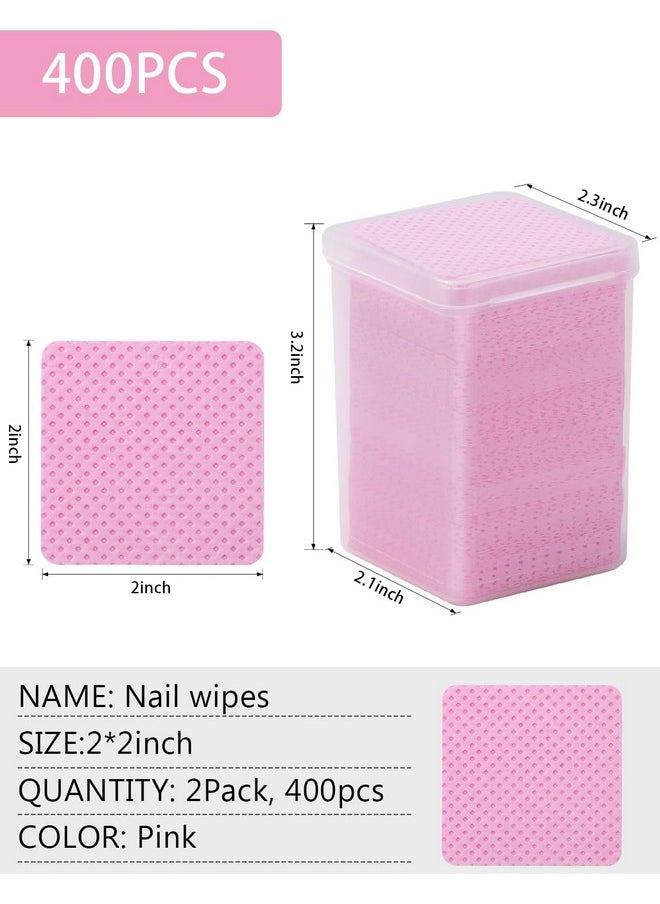 TEOYALL Lint Free Nail Wipes, 400 PCS Non-Woven Fabric Nail Cleaning Pads Pink Lash Extensions Glue Cleaning Wipes Nail Salon Supplies (400 PCS)