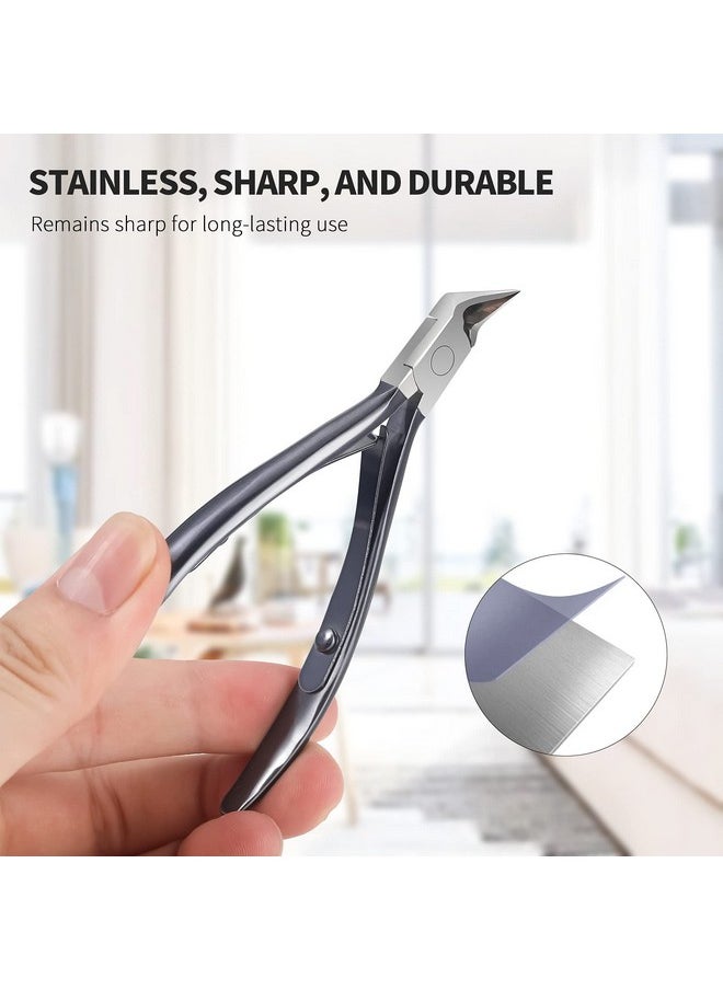 FERYES Toenail Clipper Straight Blade for Ingrown and Thick Nails - Stainless Steel and Sharp Pointed Tip Ingrown Nail Clipper - Wide Jaw Toe Nail Cutter Podiatry Tool Dark Gray