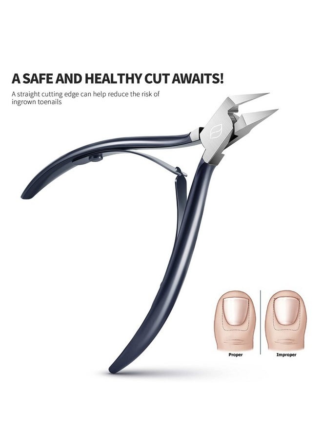 FERYES Toenail Clipper Straight Blade for Ingrown and Thick Nails - Stainless Steel and Sharp Pointed Tip Ingrown Nail Clipper - Wide Jaw Toe Nail Cutter Podiatry Tool Dark Gray
