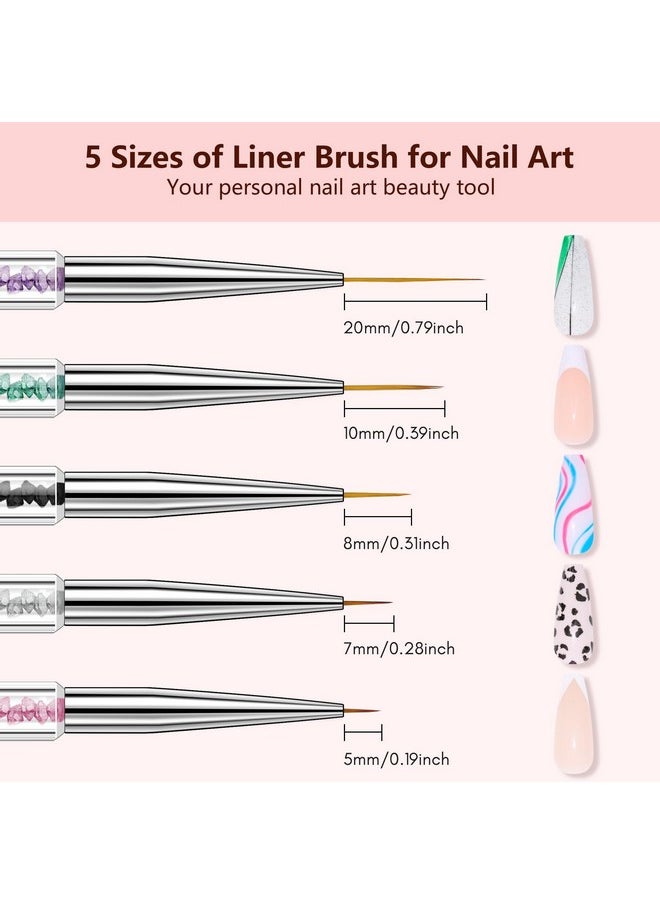 Makartt Nail Art Brushes: 5PCS Double-ended Dotting Pen Nail Design Brushes Multifunctional Nail Design Tools Kit Including Nail Liner Brush and Nail Dotting Pens for UV Gel Nail Home Salon Use