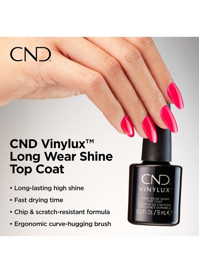 CND Vinylux Long Wear Shine Top Coat, Gifts for Her, Stocking Stuffers for Women, Quick Drying Formula, Easy to Remove, 0.5 Fl Oz