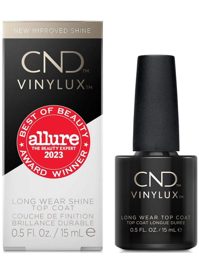 CND Vinylux Long Wear Shine Top Coat, Gifts for Her, Stocking Stuffers for Women, Quick Drying Formula, Easy to Remove, 0.5 Fl Oz