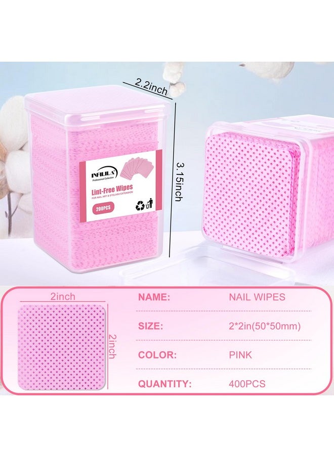 NXJ INFILILA Lint Free Nail Wipes, 400PCS Nail Supplies Dry Nail Wipes for Nail Polish Remover, Eyelash Extension Glue Lint Free Wipes Non-Woven Fabric Nail Cleaning Pads Nail Stuff