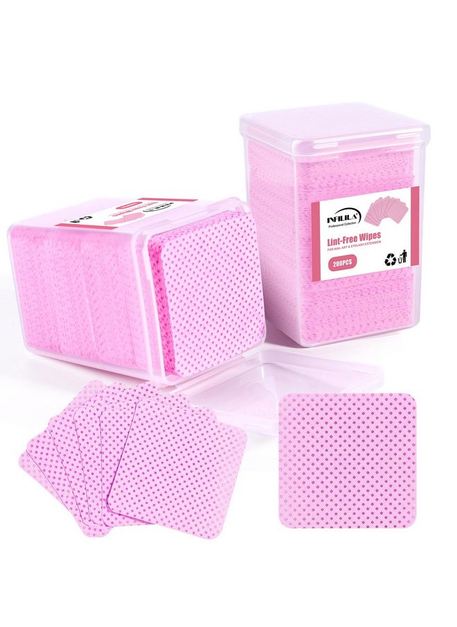 NXJ INFILILA Lint Free Nail Wipes, 400PCS Nail Supplies Dry Nail Wipes for Nail Polish Remover, Eyelash Extension Glue Lint Free Wipes Non-Woven Fabric Nail Cleaning Pads Nail Stuff
