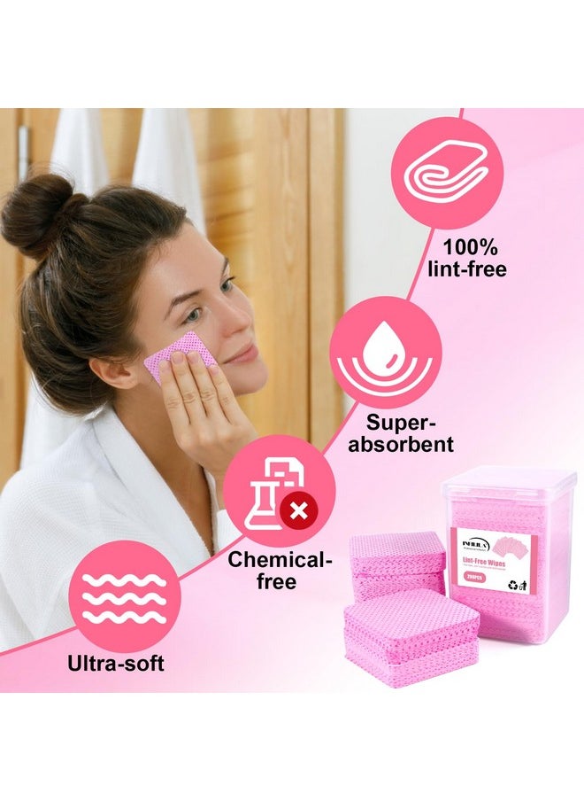 NXJ INFILILA Lint Free Nail Wipes, 400PCS Nail Supplies Dry Nail Wipes for Nail Polish Remover, Eyelash Extension Glue Lint Free Wipes Non-Woven Fabric Nail Cleaning Pads Nail Stuff
