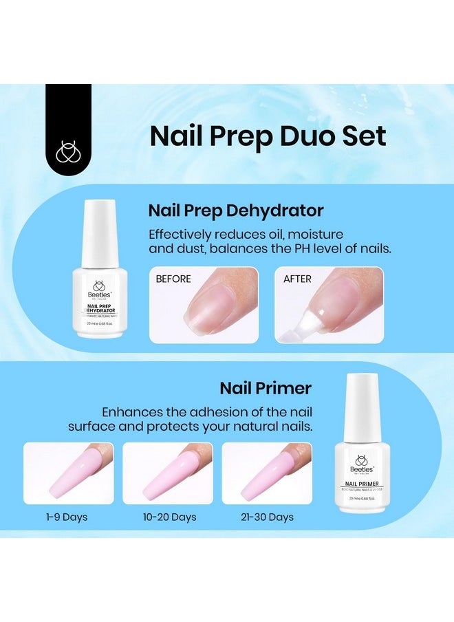 Beetles 20ml Nail Dehydrator and Primer, Large Capacity Acid Free Natural Nail Prep Dehydrate and Primer, Acrylic Nail Dehydrator and Primer for UV Gels Superior Bonding Professional Salons Set